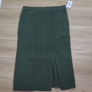 Calvin Klein Jeans Dark Green Cable Knit  Pencil Skirt Very Heavy Warm Size L